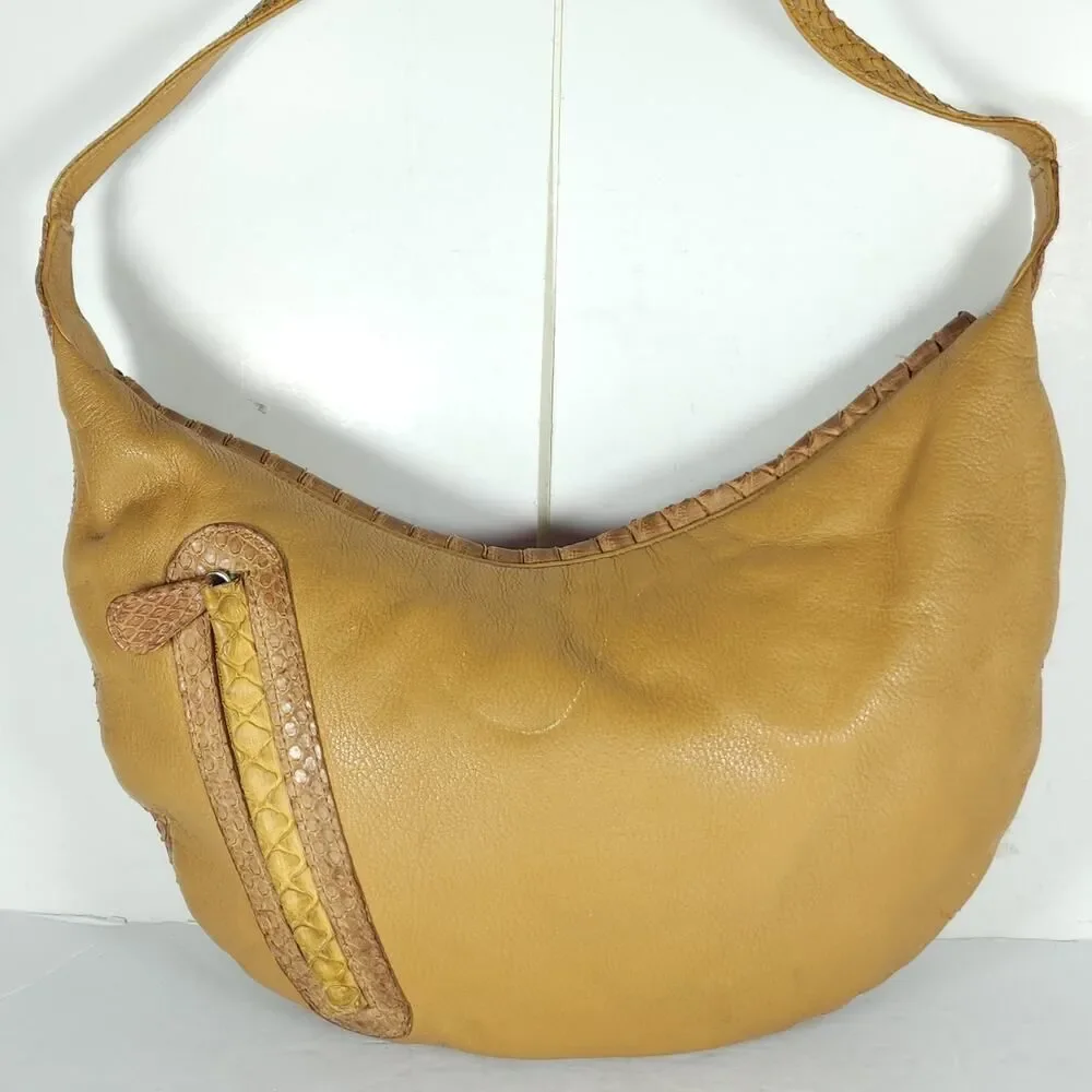 CARLOS FALCHI Fato A Mano Genuine Python Multicolor Hobo Bag Handbag